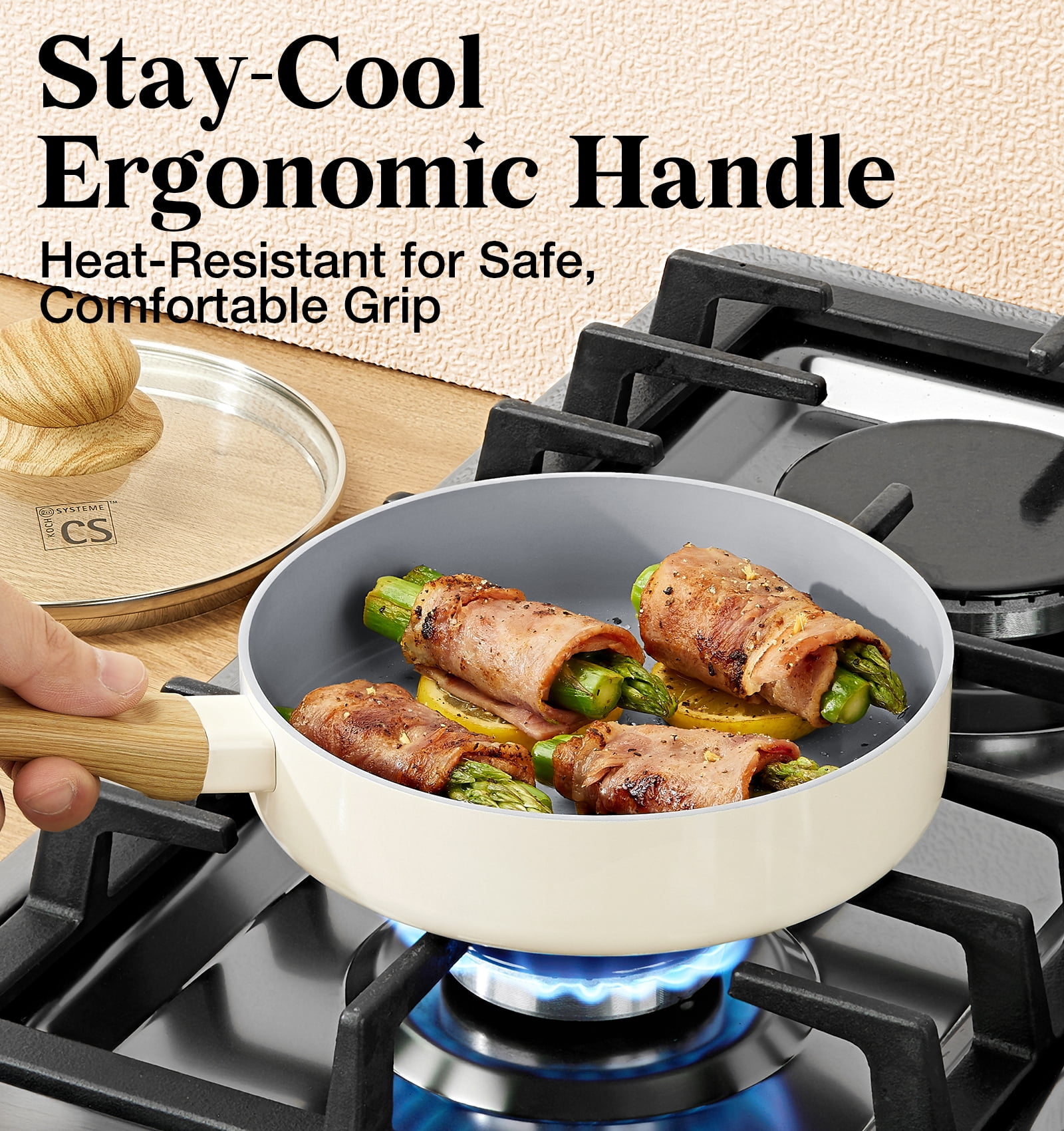 Koch Systeme CS 6-Inch Mini Frying Pan with Lid, Lightweight Aluminum Nonstick Skillet, Perfect for Single Serve, Space Saving