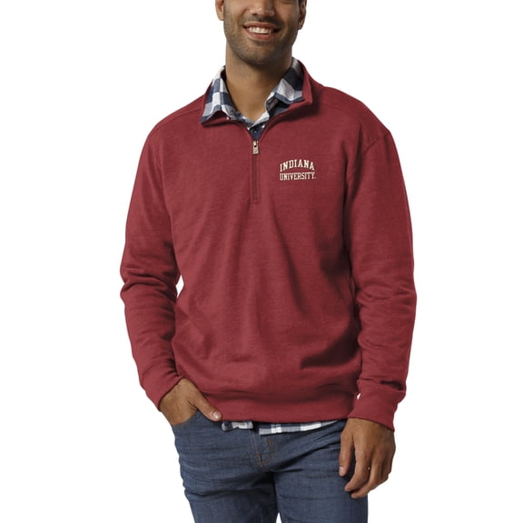 Men's League Collegiate Wear Heathered Crimson Indiana Hoosiers Heritage Quarter-Zip Pullover Jacket