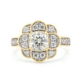 thumbnail image 2 of 1 2/5 ct.t.w Center 6MM Cushion Cut Lab Created Moissanite Diamond Floral Halo Engagement Ring In 10K Solid Yellow Gold (G-H Color, VVS1 Clarity, 1.40 Cttw)-10, 2 of 8