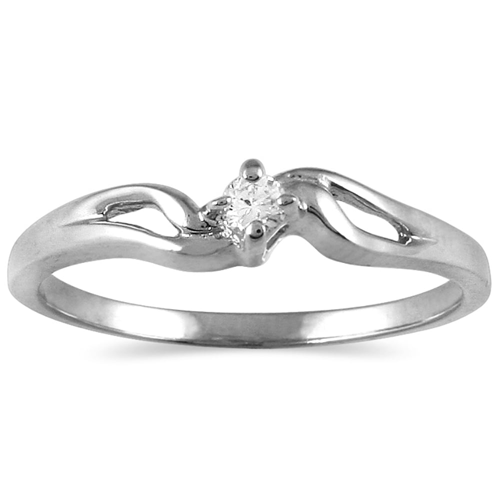 SZUL Women's Diamond Promise Ring in 10K White Gold (J-K-L Color, I2-I3 Clarity)