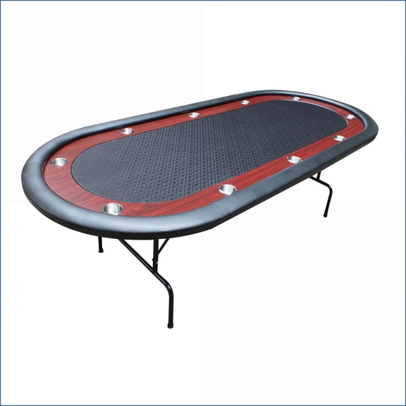 Poker Table 96” Foldable Light Series with Wooden Racetrack, Stainless Legs, Cup Holders Black | Wood   Stainless Steel | Modern