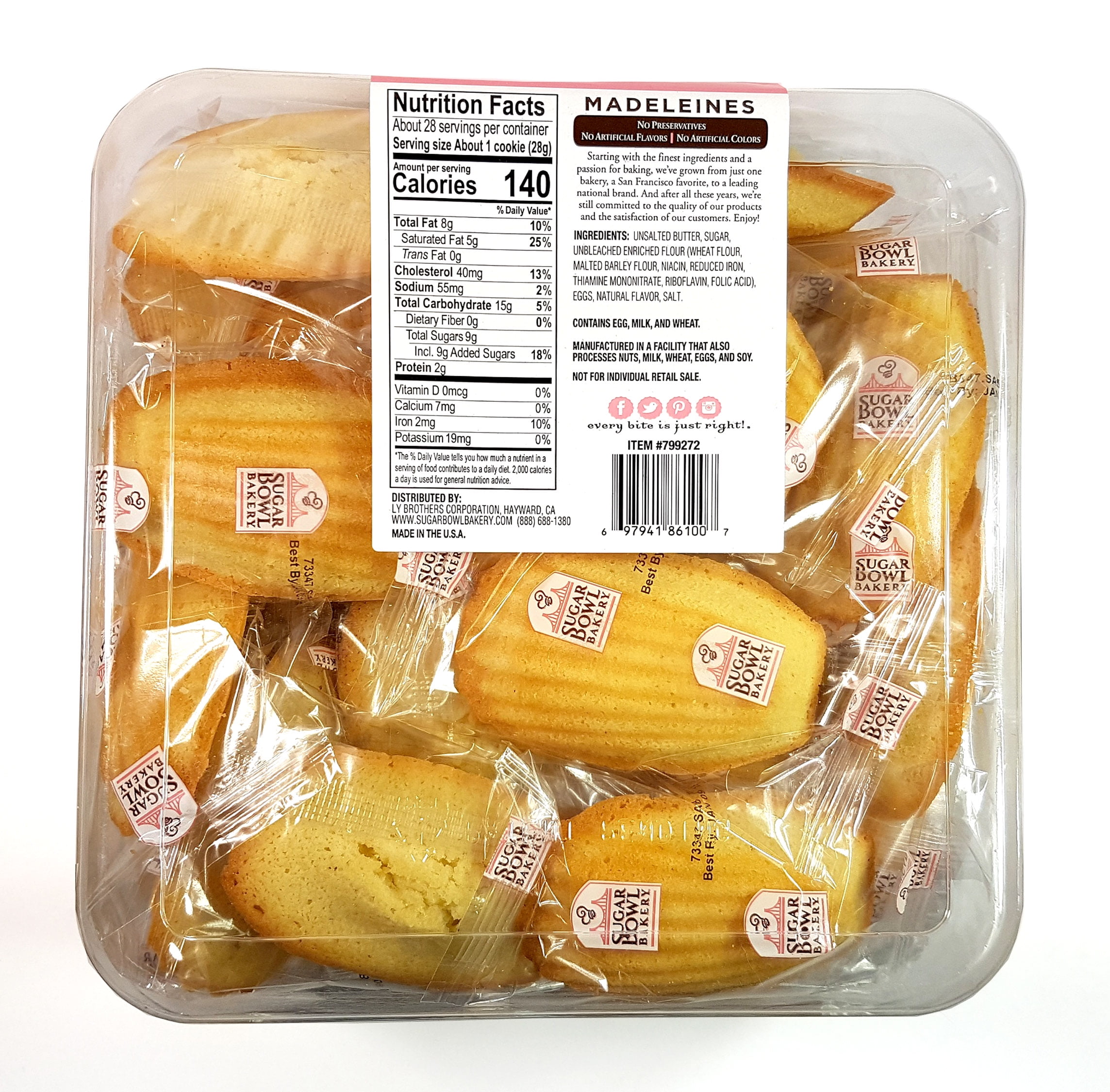 1 PACK | Sugar Bowl Bakery Madeleines French Tea Cake Cookies Individually Wrapped 28 Oz. Each