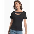 thumbnail image 3 of Womens Summer Short Sleeve T Shirts Slim Fit One Piece Cutout Scoop Neck Going Out Date Night Tops, 3 of 6