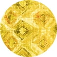 thumbnail image 1 of Ahgly Company Machine Washable Indoor Round Abstract Yellow Contemporary Area Rugs, 6' Round, 1 of 4