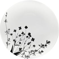 EcoQuality 8 Inch Black and White Plastic Round Salad Plate Flower Design – Elegant Disposable Dinnerware for Weddings, Parties, and Events – Durable, Stylish, and Reusable Tableware (30)