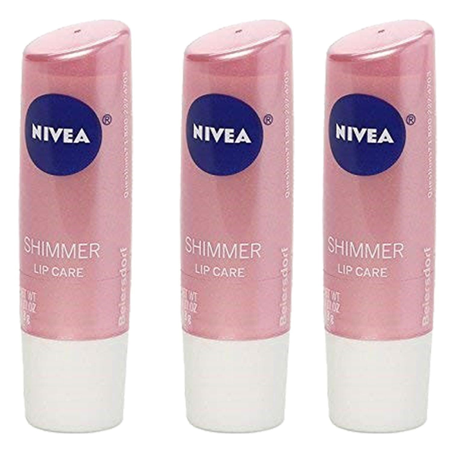 (3 Pack) Nivea Shimmer Radiant Lip Care Balm Moisture Treatment Chap Stick 0.17 Ounces