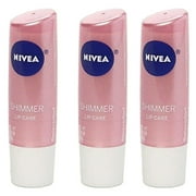 Pack of (3) Nivea Shimmer Radiant Lip Care Balm Moisture Treatment Chap Stick 0.17 Ounces