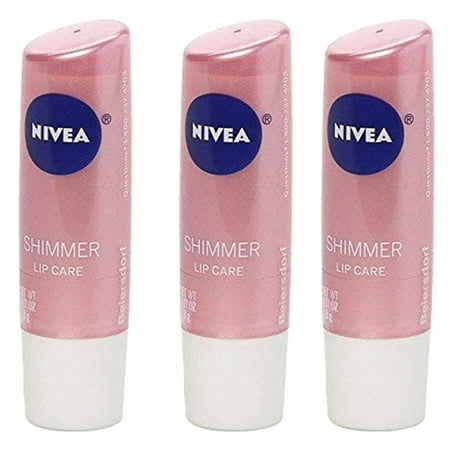 Pack of (3) Nivea Shimmer Radiant Lip Care Balm Moisture Treatment Chap Stick 0.17 Ounces