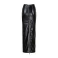 thumbnail image 4 of Women's PU Dress Waterproof Skirts Wrap Hip Slim Skirts Zipper Long Length Skirt, 4 of 5