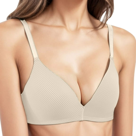 Sngxgn Women's Full Coverage Underwire Unlined Lace Bra(Beige,32)