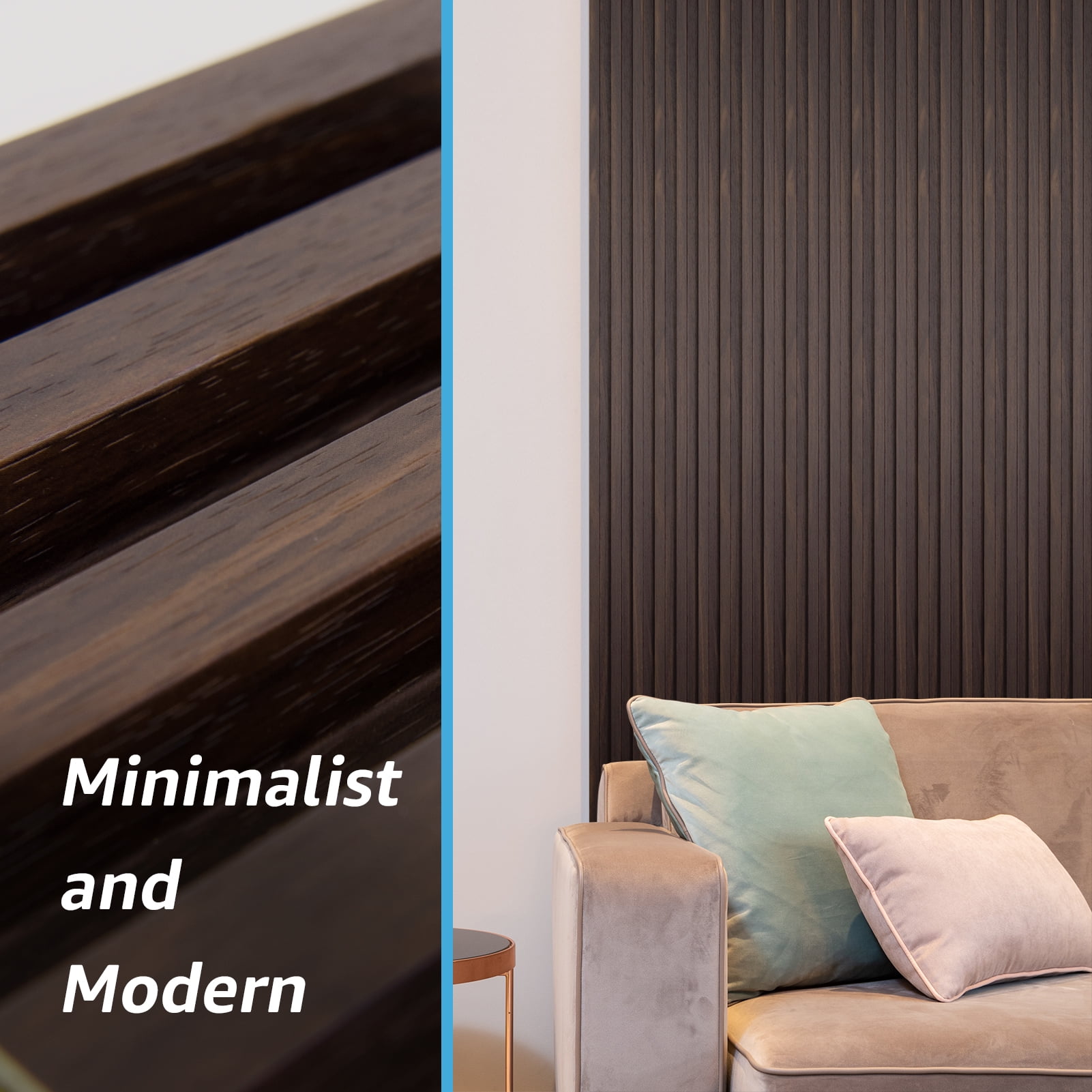 Art3d Slat Wall Panel,WPC Acoustic Diffuser 3D Wall Panel,8 Pieces 96x6 inch-Dark Brown(32 sq.ft/Case)