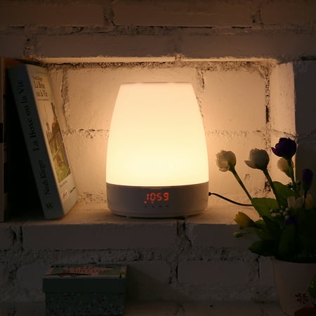 Intelligent Wake-up Light RGB Red Alarm Clock with Built-in bluetooth Player, Touch Sensor, 8 Groups of Natural Ringtones, Multicolor Dimmable Night (Best Alarm Ringtones To Wake Up To)