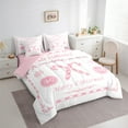 thumbnail image 3 of Manfei Merry Christmas Bedding Comforter Set 7-Piece for Kids, Xmas Sled Full Bedding Set, White Pink Candy Canes Breathable Home Decor, 3 of 8