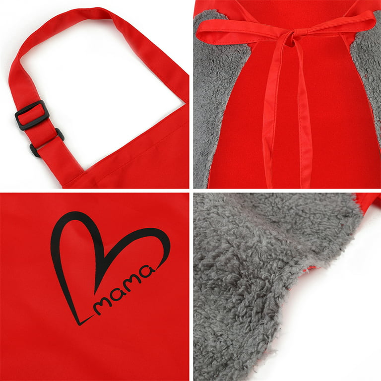 Cute Heart Printed Apron Papa Mama Family Matching Outfits Daddy Mom Kids Aprons for Family Baking Time Oil-proof Kitchen Apron,Red,M, Size: Medium