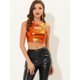 thumbnail image 4 of INSPIRE CHIC Top corto metálico brillante sin mangas para mujer naranja XS, 4 of 4