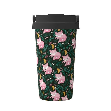 

Vsdgher Pink Sleeping Fox Coffee Mug Pobtable To Stainless Steel Coffee Tumbler Coffee Cups with Lids Thermos for Hot and Cold Drink