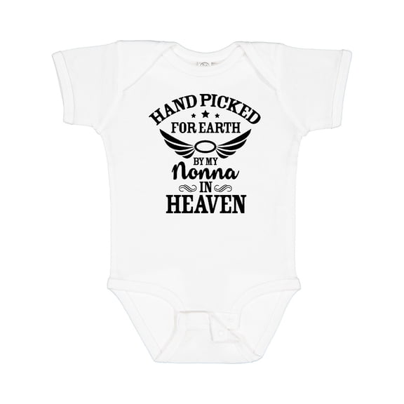 Inktastic Handpicked for Earth by My Nonna in Heaven with Angel Wings Boys or Girls Baby Bodysuit