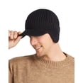 thumbnail image 6 of Men Winter Visor Brim Earflap Beanie Hat Knitted Thicken Plush Lined Warm Ear Protection Knitted Hat (Black), 6 of 6