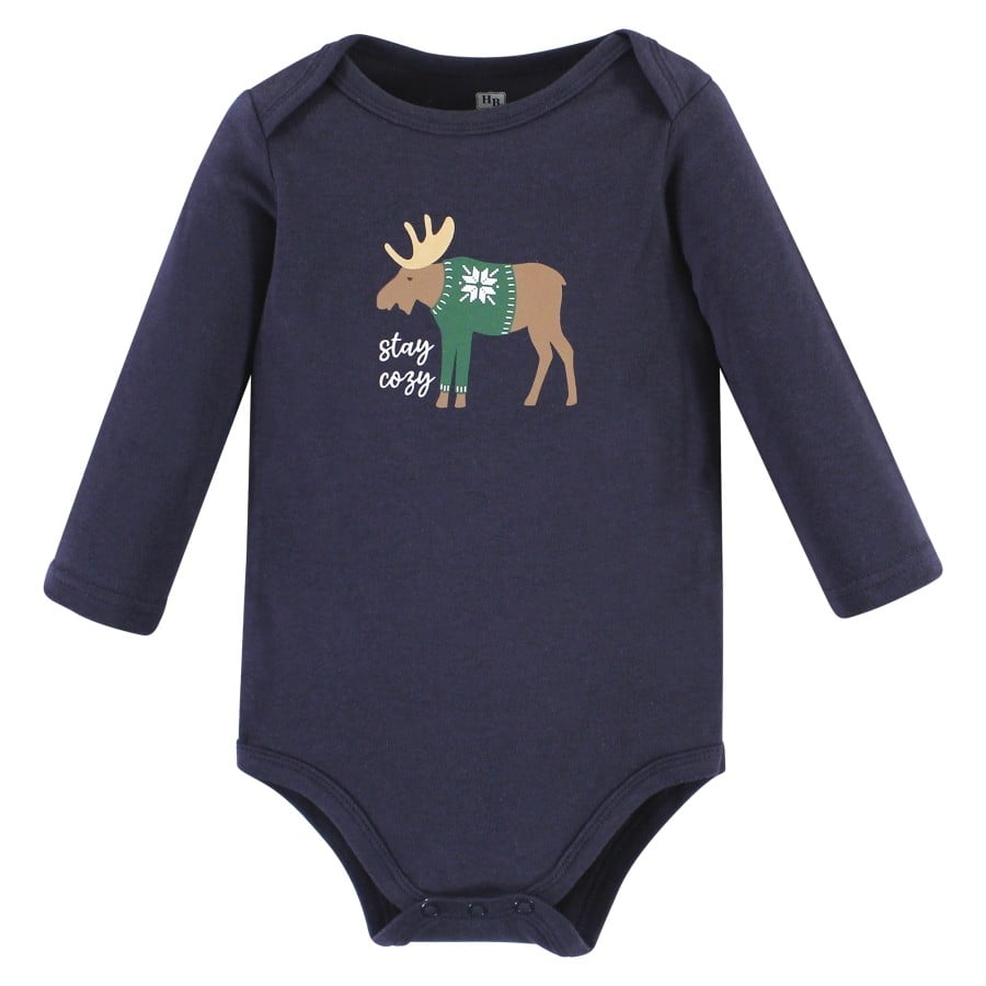 Hudson Baby Cotton Long-Sleeve Bodysuits, 3- Pack, Newborn- 24 Months