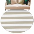 thumbnail image 2 of Tan And White Stripe Round Living Room Rugs 8 ft, Brown Stripes Simple Washable Large Area Rug with Non-Slip Sturdy Edge Binding Round Carpet for Dining Room Kitchen Office, 2 of 9