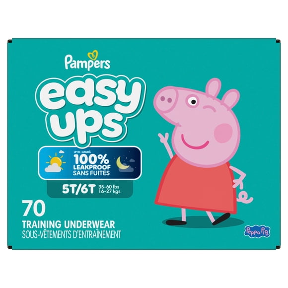 Sous-vêtements d’entraînement Pampers Easy Ups, taille 7 (5T6T), 70 unités