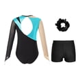 thumbnail image 2 of Alvivi Kids Girls Long Sleeve Gymnastics Leotard with Shorts Hair Scrunchie Dance Unitard Biketards Lake Blue 16, 2 of 7