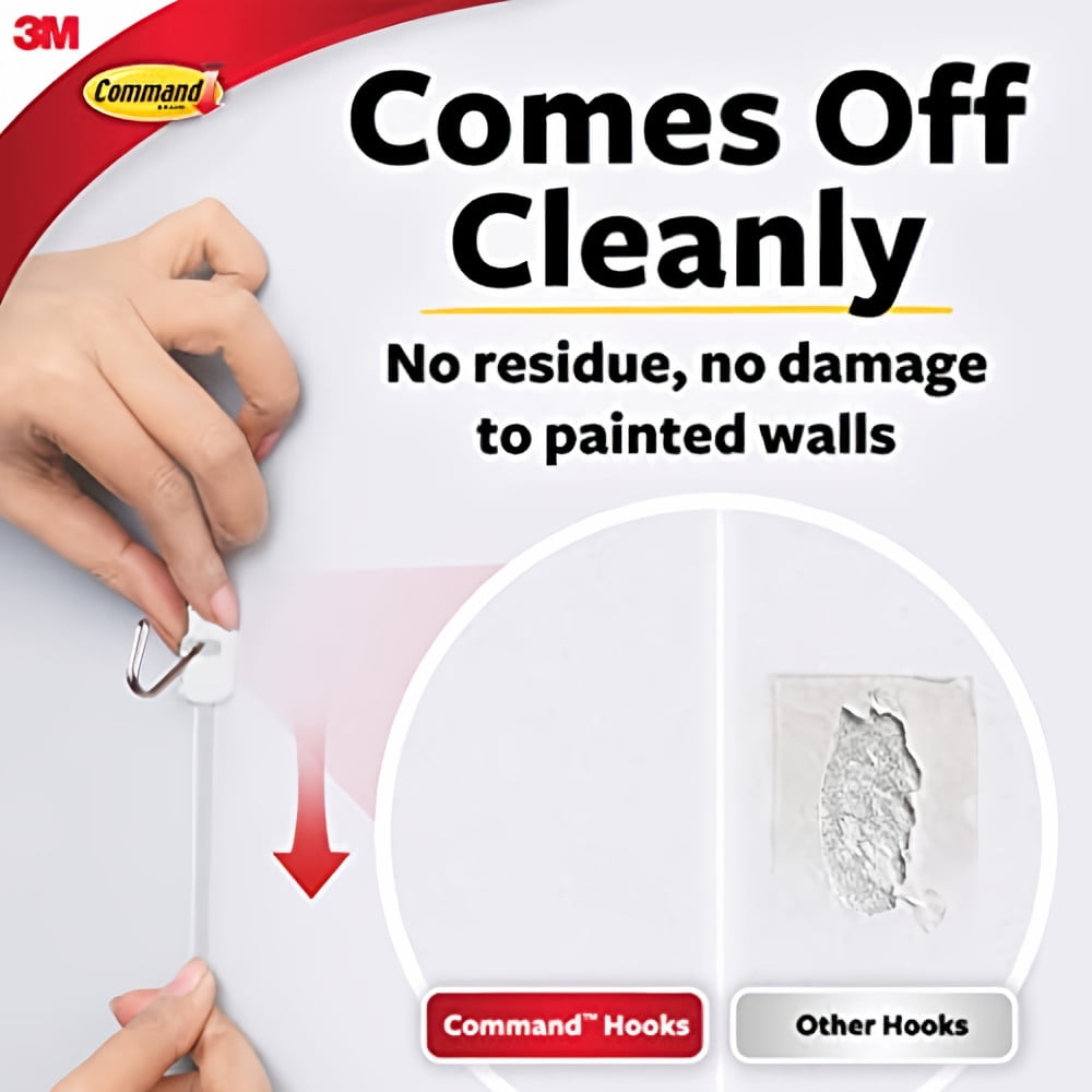 Command Wire Hooks, Small, White, 3-Hooks (Pack of 6)