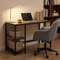thumbnail image 3 of VASAGLE Computer Desk, Writing Desk with 2 Shelves on Left or Right, Work Table for Office Living Room, Steel Frame, Industrial, Rustic Brown and Ink Black LWD47X, 3 of 7