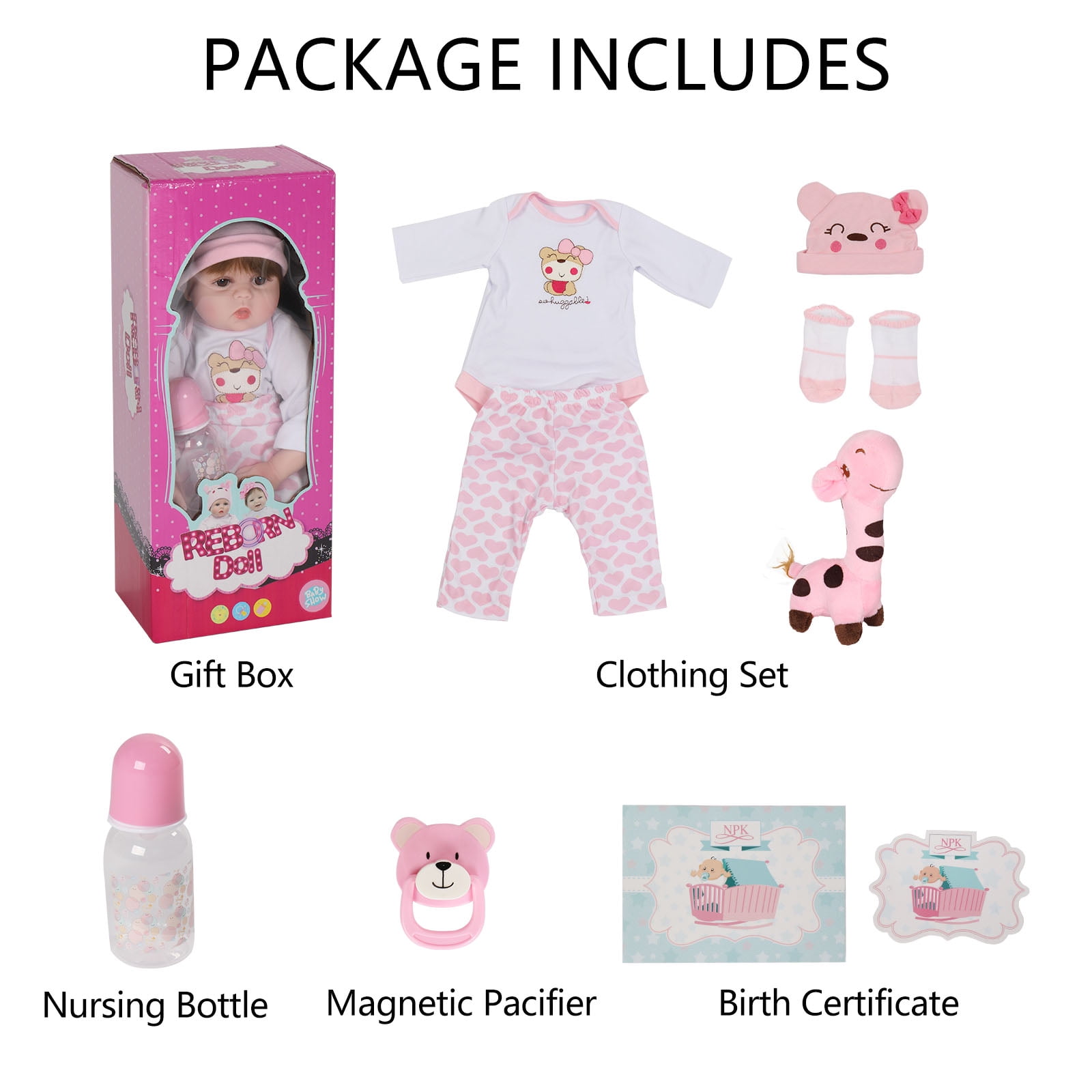 Ktaxon Reborn Baby Dolls, 22 inches Realistic Newborn Soft Vinyl Baby Dolls Toy for Kids Age 3+(Cloth Body)