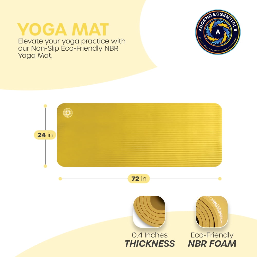 Yoga Mat 10 mm Thickness with Carry Strap | Lightweight and Non slip Yoga Mat For Pilates, Yoga | Free eBook For Mat Workouts