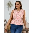 thumbnail image 4 of SHOWMALL Women's Plus Tank Tops Beach Sleeveless Tunics Pink Clustered Blooms 3X Summer Tops Floral Casual Vacation Holiday Tops, 4 of 7