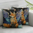 thumbnail image 3 of Creowell Pillow Covers Decorative Pillowcases Galaxy Celestial Fox with Star Design, Holiday Farmhouse Throw Pillow Case Hidden Zippered Square Cushion Cover for Sofa Bedroom Home Decor White, 3 of 7