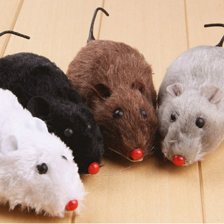 DZT1968 Novelty Tricky Moving Funny Wind Up Clockwork Racing Plush Mouse Toy for