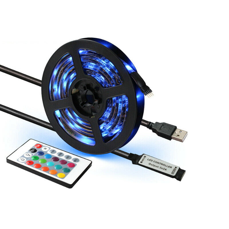 5V USB LED Strip Light TV Back Light 5050 RGB Color Changing w/ 24Key Remote USA 