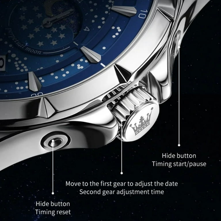 OLEVS Men's Watches Starry Sky Moon Phase Dial Luxury Business