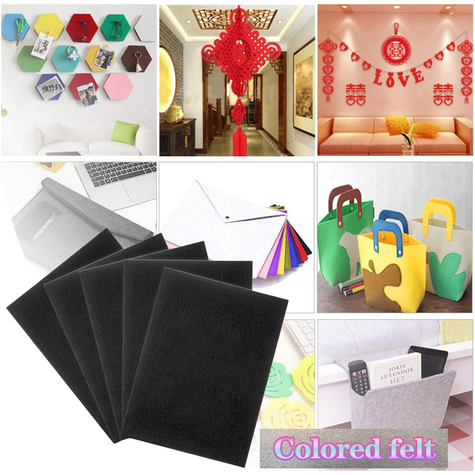 50 Pack Felt Fabric Sheets for Crafts, Sewing, Party Decorations