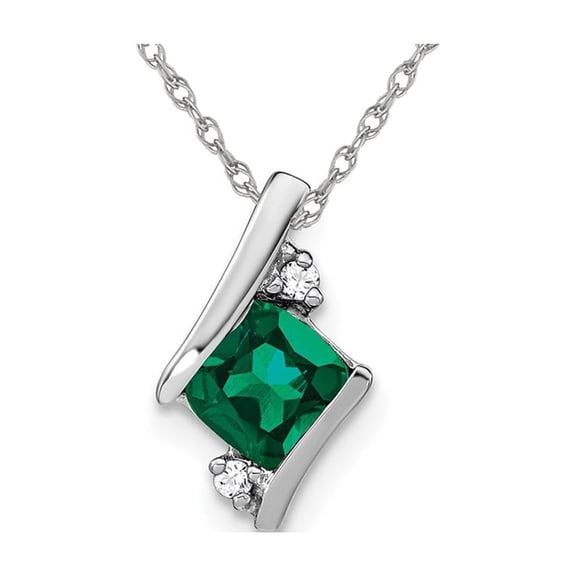 1/2 Carat (Ctw) Lab-Created Emerald Pendant Necklace in Sterling Silver with Chain for Women