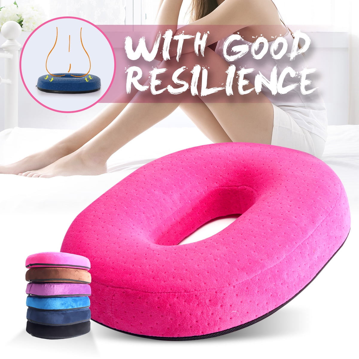 Donut Shape Chair Seat Cushion Memory Foam Massage Ring Pillow Back