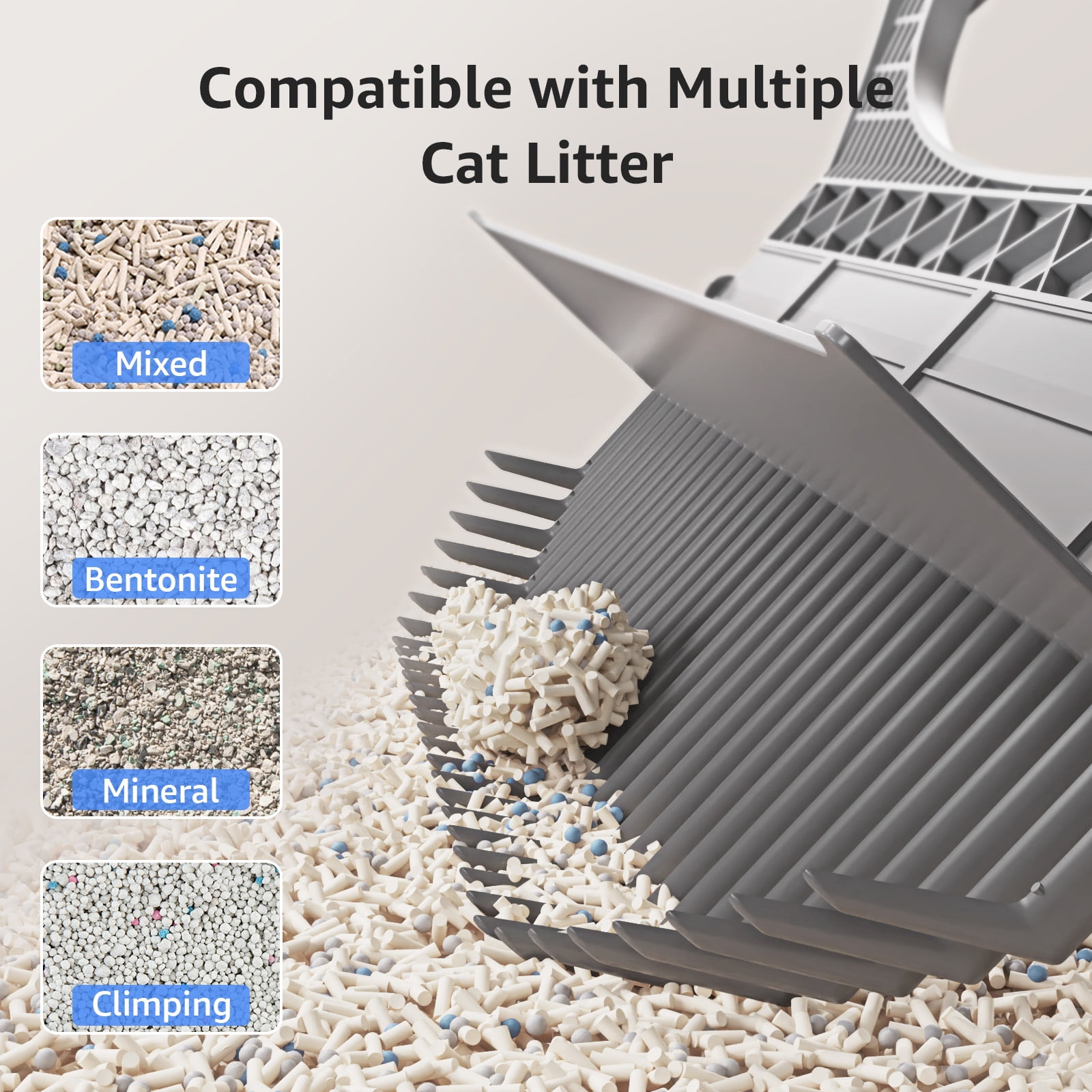 ELS PET Self Cleaning Cat Litter Box, Extra Large Automatic Cat Litter Tary w/ Mat for Multiple Cats