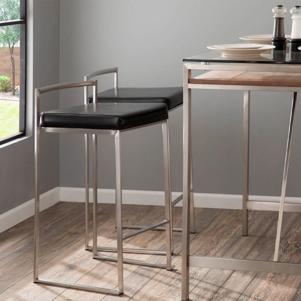 Tabouret Heavenly Collection en PU avec cadre en acier inoxydable, lot de 6