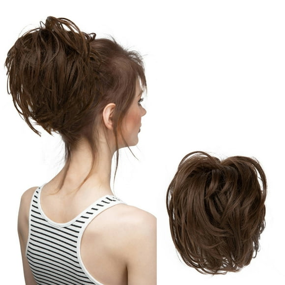 Mother'S Day Real Silk Wig, Messy Hair Bun Hair Pieces Curly Synthetic Updo Scrunchies Ponytail Extension for Women Black 1Pcs, Wig, Closure,Hair Bundles,Lace Frontal,Highlight Cap,Lace Front,Lace