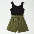 thumbnail image 5 of Big Girls Outfit Sets Fashion Casual Sleeveless Solid Color Top Bow Belt Shorts Suit Girls Summer Clothes Shorts Set Green 7-8 Years, 5 of 8