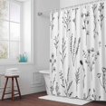 thumbnail image 5 of Abstract Floral Leaf Plant Fabric Shower Curtain Simple Style Washable Shower Curtains for Bathroom, Waterproof Bath Curtain with Hooks Home Decor 36x72in, 5 of 8