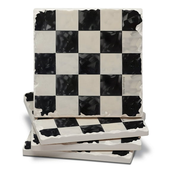 Thirstystone Arlington Check 4-Pack Tumbled Tile Coasters