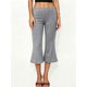 thumbnail image 4 of Pantalones capri para mujer, elegantes, con ojales metálicos, cintura elástica y corte acampanado., 4 of 9