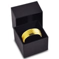 thumbnail image 4 of Charming Jewelers Tungsten Wedding Band Ring 8mm for Men Women Comfort Fit Hammerd 18K Yellow Gold Plated Step Beveled Edge Brushed Polished Lifetime Guarantee Size 9.5, 4 of 5