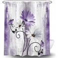 thumbnail image 4 of Rustic Farmhouse Shower Curtain, Farm Purple Daisy Floral Flowers and Butterfly on Country Wooden Shower Curtain for Bathroom, Violet Gray Bathroom Shower Curtains with 12PCS Hooks, 72X84IN, 4 of 6