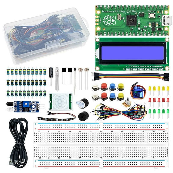 Electronics Component Fun Kit With Power Supply Module,Breadboard Sensor Resistor LED Compatible With Raspberry Pi -RP2040 starter kit