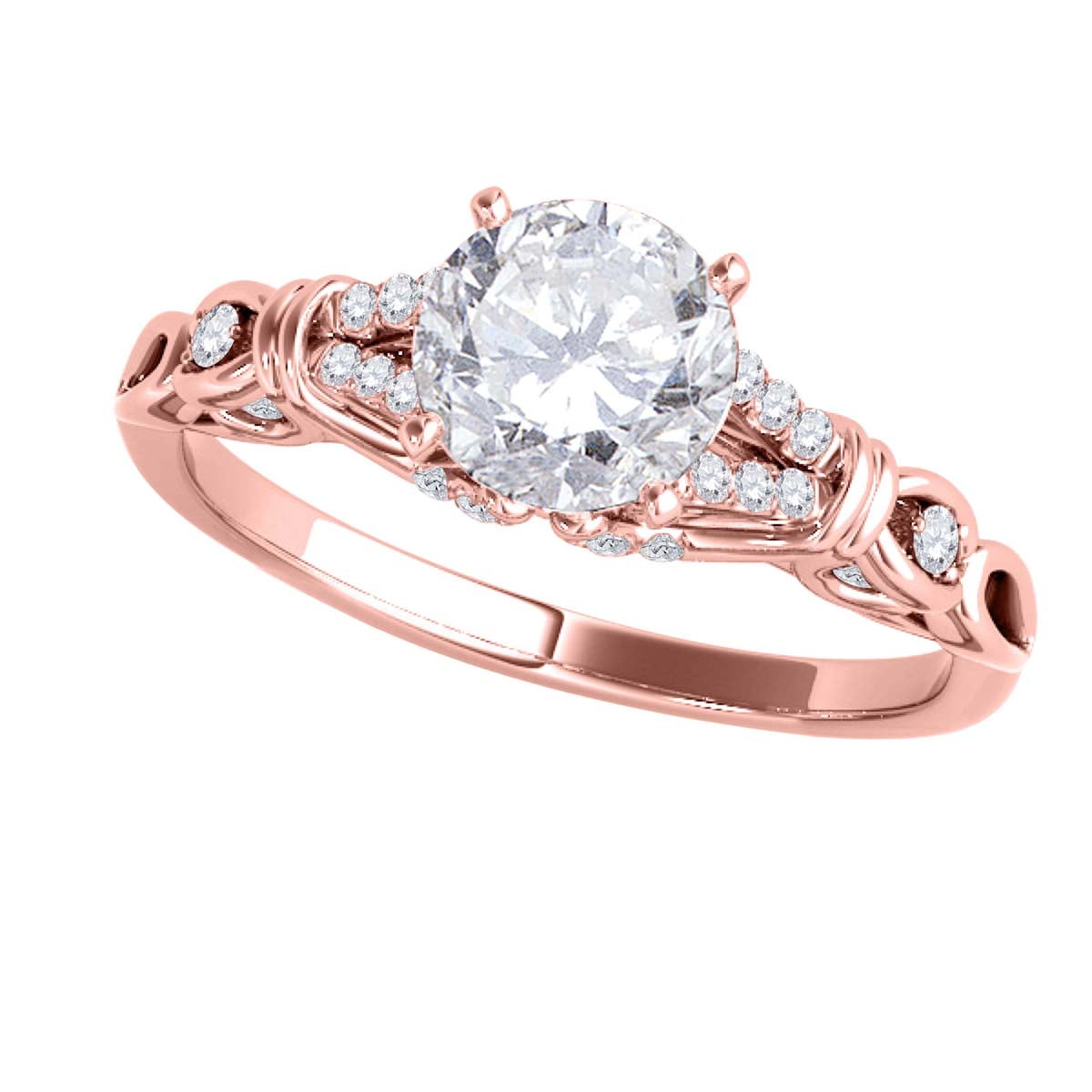 Mauli Jewels 0.75 Carat Halo Diamond Bridal Set Engagement Ring for Women, 10K White, Yellow or Rose Gold 4-Prong Wedding Ring with Matching Band (Ring Size: 7)