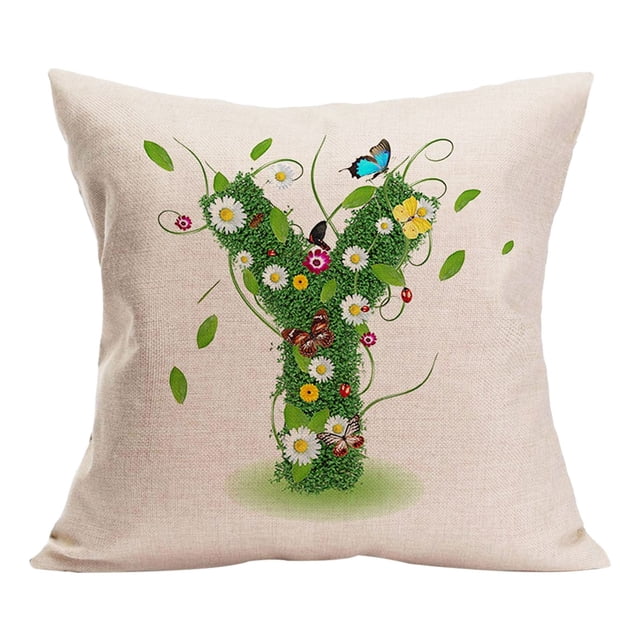 TechWave Spring Pillow Covers Cushion 18x18 Inch Spring Throw Pillow Covers Letter Pillow Covers Green For Couch Bed Sofa Living Room Spring Day Modern Decorative Pillows for Couch Western Decorative